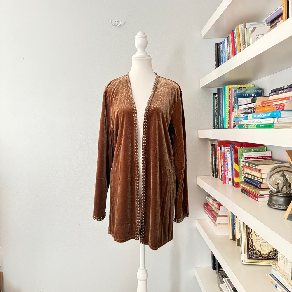 Double D Ranch Brown Brown Crushed Velvet Jacket Duster sz Large